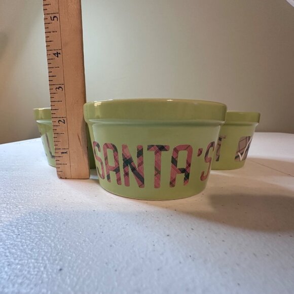 Christmas Holiday Themed Bowls Santa's Nice List and Naughty Plaid Design Winter - Picture 5 of 7